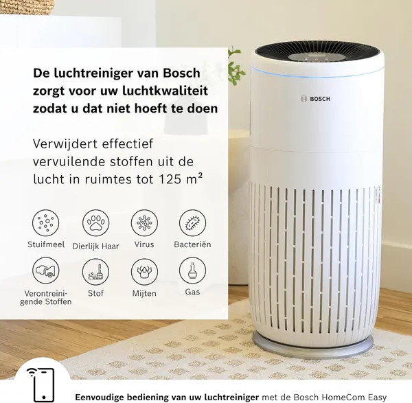 Bosch Air 6000i luchtreiniger zijaanzicht met luchtuitlaat