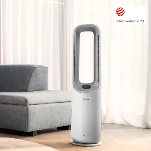 Philips Air Performer AMF765 schuin aanzicht met bladeless ventilatoropening