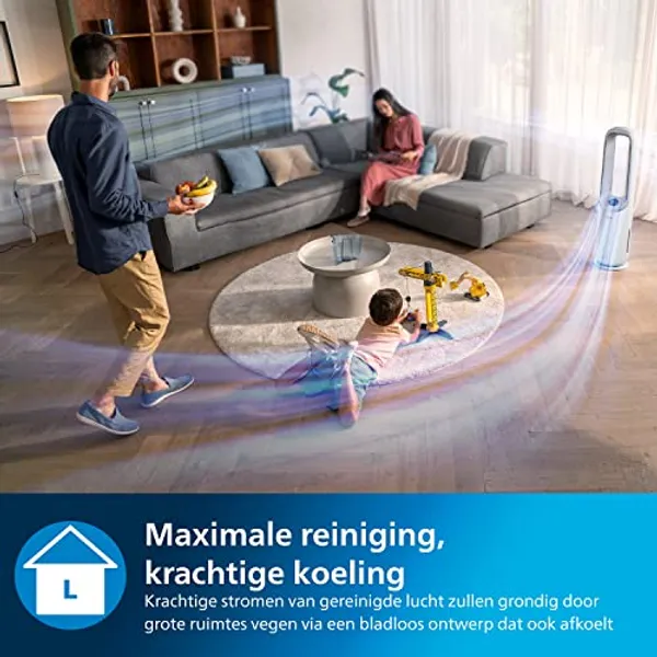 Philips Air Performer 7000 in woonkamer setting met kinderen