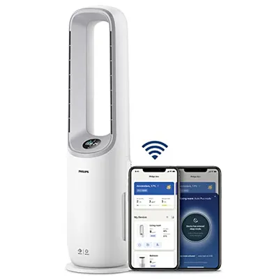 Philips Air Performer 7000 AMF765 2-in-1 luchtreiniger en ventilator vooraanzicht wit