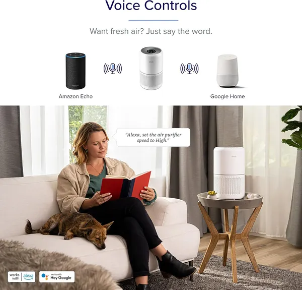 Levoit Core 300S spraakbediening met Alexa en Google Home