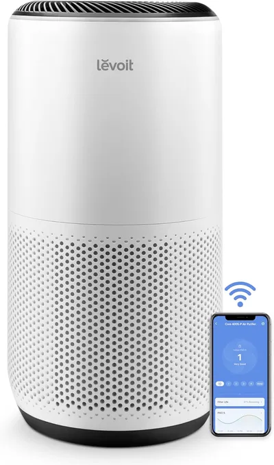 Levoit Core 400S-P luchtreiniger wit vooraanzicht met PM2.5-display