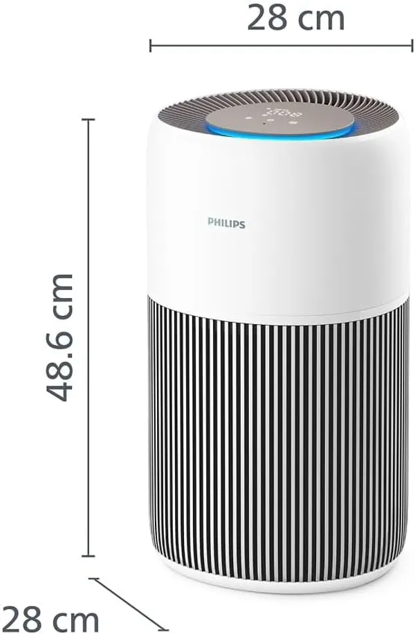 Philips Series 2200 bovenaanzicht met luchtkwaliteitsdisplay en luchtuitlaat